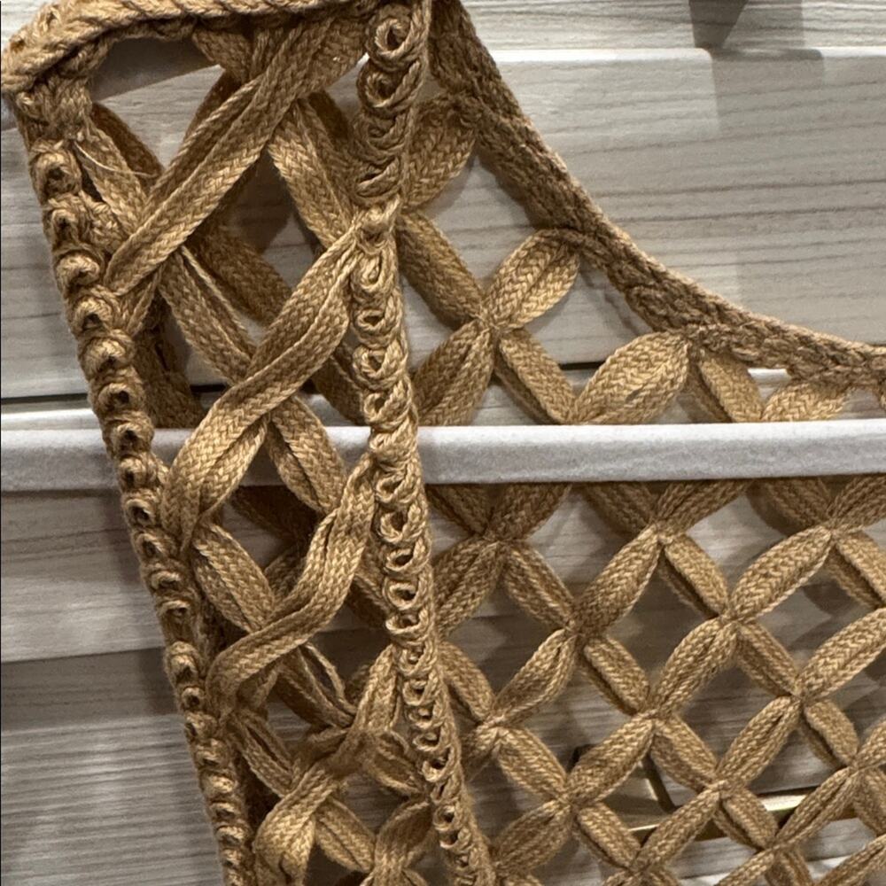 ZARA WOMEN MESH DRESS WITH FRING BEACH COVERUP Tan Crochet Small - Picture 13 of 13